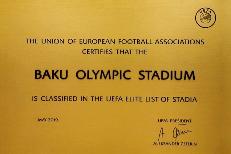 UEFA Bakı Olimpiya Stadionunu "Elit stadionlar" siyahısına daxil etdi<b style="color:red"></b>