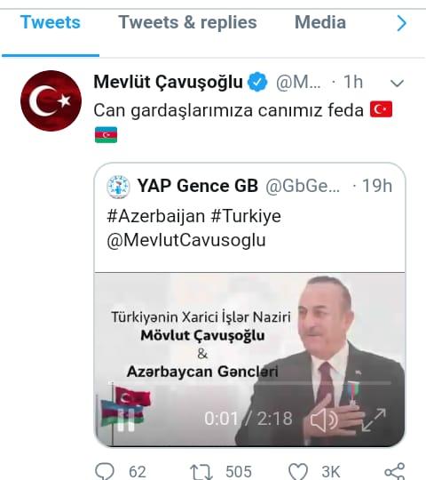 Çavuşoğlu azərbaycanlı gənclərin təşəkkür videosunu paylaşdı - <b style="color:red">Video</b>