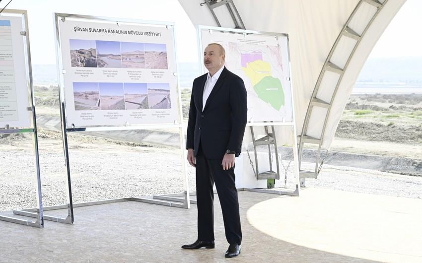 Prezident: "Şirvan suvarma kanalı istifadəyə veriləndən sonra Hacıqabul gölü də dolacaq"