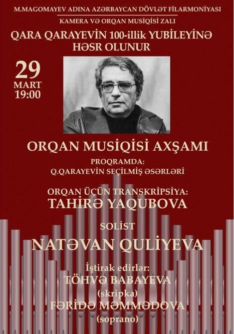 Qara Qarayevə həsr edilmiş konsert keçiriləcək