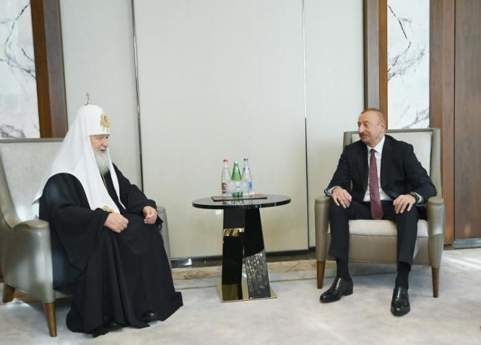 İlham Əliyev Patriarx Kirill ilə görüşdü