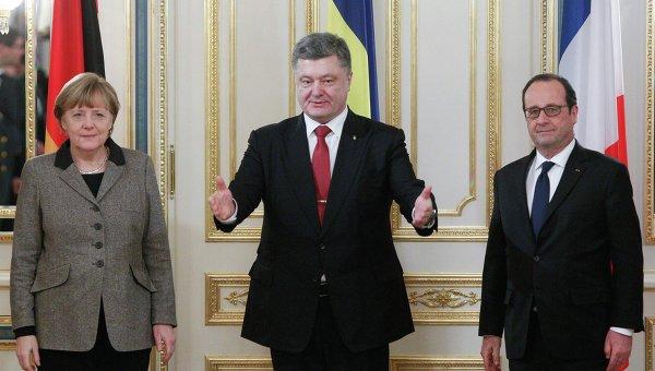 Poroşenko, Merkel və Olland Minsk sazişinin həyata keçirilməsini müzakirə ediblər