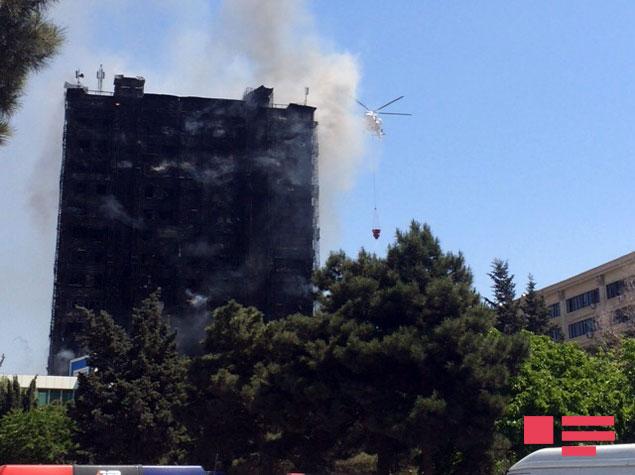Yanğın davam edir, hadisə yerinə helikopter cəlb edilib