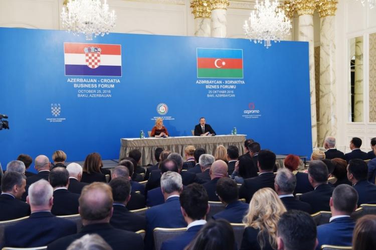 Prezident Azərbaycan-Xorvatiya biznes forumunda 