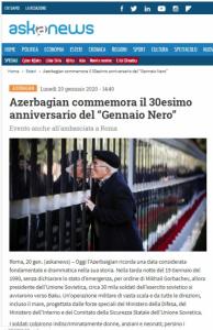 İtaliya mətbuatında 20 Yanvar faciəsindən bəhs edən yazılar dərc olunub