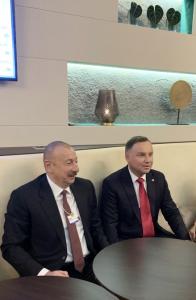 İlham Əliyev və Polşa prezidenti Davosda bir arada