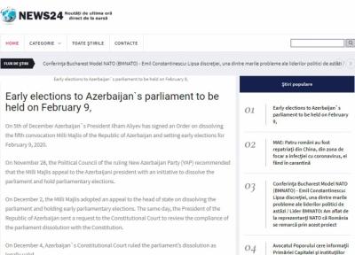 Rumıniya portalı: Parlament seçkiləri Azərbaycanda demokratik sistemin daha da güclənməsinə töhfə verəcək