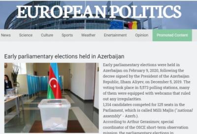 “EU Politics” nəşri Azərbaycanda keçirilən parlament seçkiləri barədə məlumat yerləşdirib