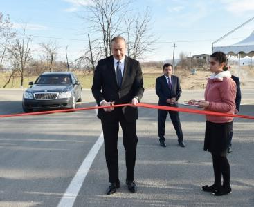 İlham Əliyev Qazaxda avtomobil yolunun açılışında iştirak edib