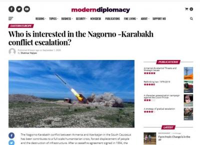 Modern Diplomacy: "Kim Dağlıq Qarabağ münaqişəsinin alovlanmasında maraqlıdır?"
