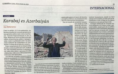 “La Razón” qəzeti: “Qarabağ Azərbaycandır”