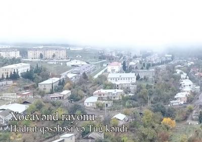 Hadrut qəsəbəsi və Tuğ kəndinin havadan videogörüntüsü - Video