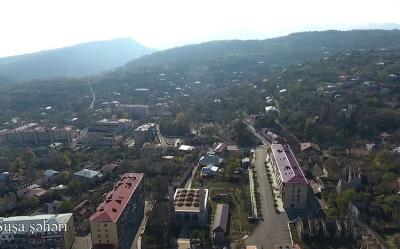 Şuşa şəhərinin havadan görüntüsü - Video