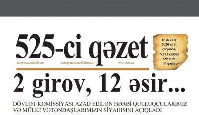 "525-ci qəzet"in 16 dekabr sayında nələr var? - ANONS