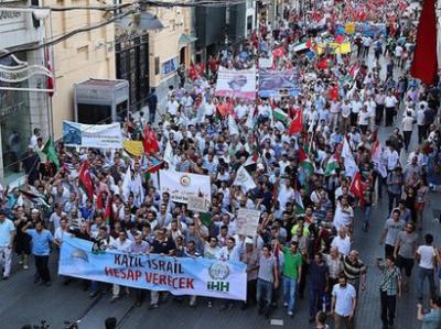 Türkiyədə İsrailin Qəzza sektorundakı hərbi fəaliyyətinə qarşı etirazlar başlayıb
