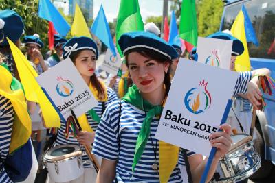 Kiyevdə I Avropa Oyunları ilə bağlı bayram yürüşü