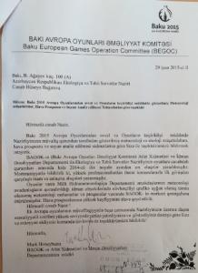 BEGOC Ekologiya və Təbii Sərvətlər Nazirliyinə təşəkkür edib