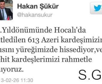 Hakan Şükürdən Xocalı soyqırımı ilə bağlı mesaj