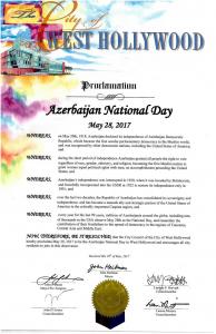 Kaliforniyada 28 may “Azərbaycan Milli Günü” elan edildi