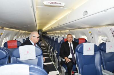 Prezident “Buta Airways”in Bakıya gətirilən ilk təyyarəsi ilə tanış oldu