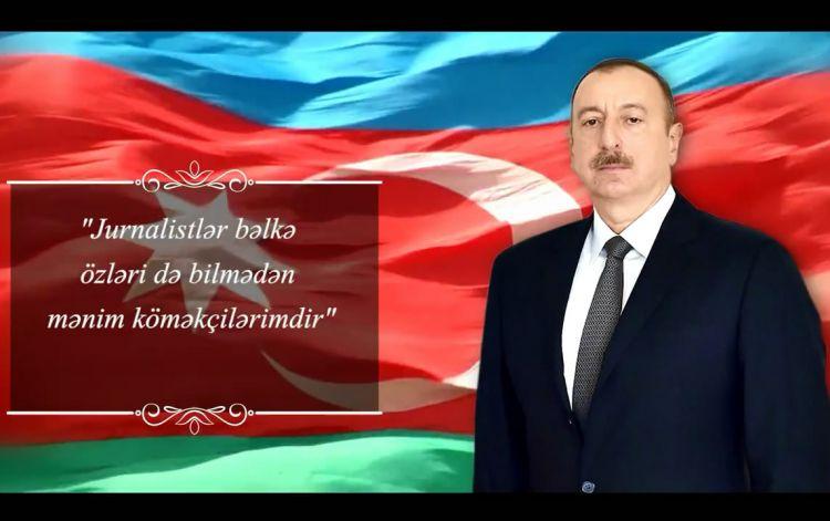 Jurnalistlər prezidenti təbrik etdilər - <b style="color:red">Video </b>