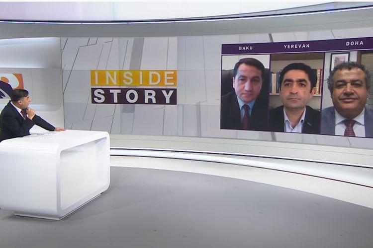 Hikmət Hacıyev “Aljazeera” kanalında Paşinyanın sabiq müşaviri ilə debata çıxıb - <b style="color:red"> Video</b>