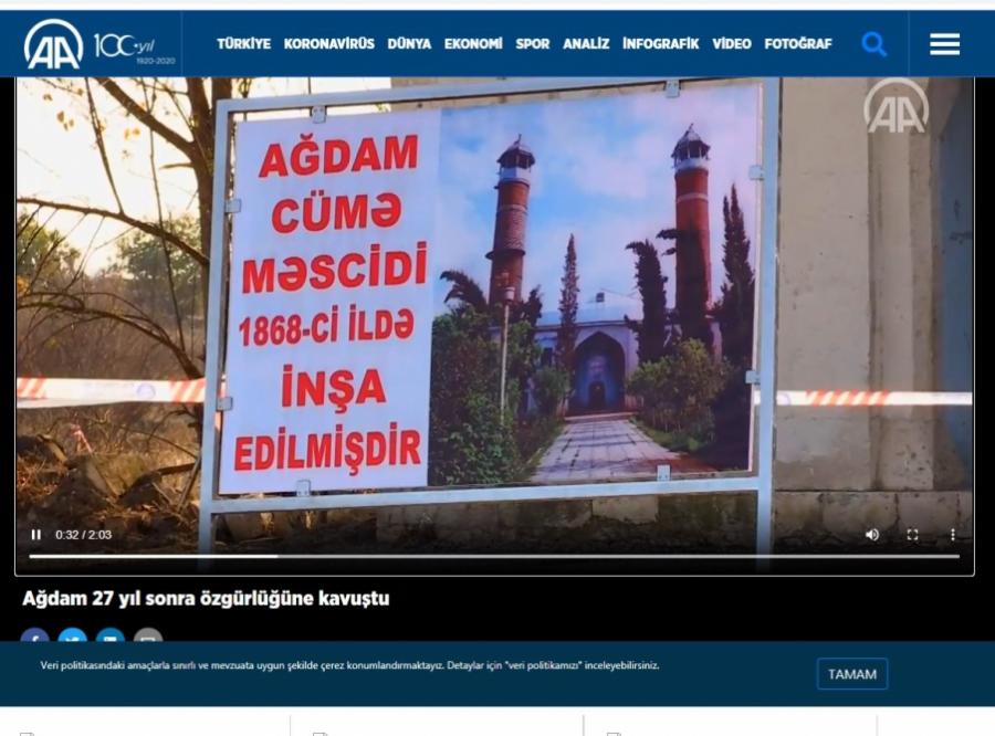 Anadolu agentliyi Ağdam rayonundan videomaterial yayımladı<b style="color:red"></b>