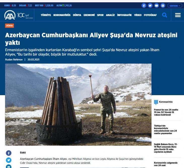 Türkiyə mediası: "İlham Əliyev Şuşada Novruz tonqalını alovlandırdı"<b style="color:red"></b>