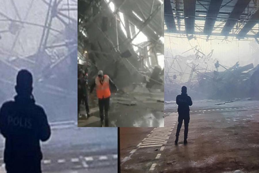 Qar kütləsi İstanbul Hava Limanının yük terminalının damını çökdürüb