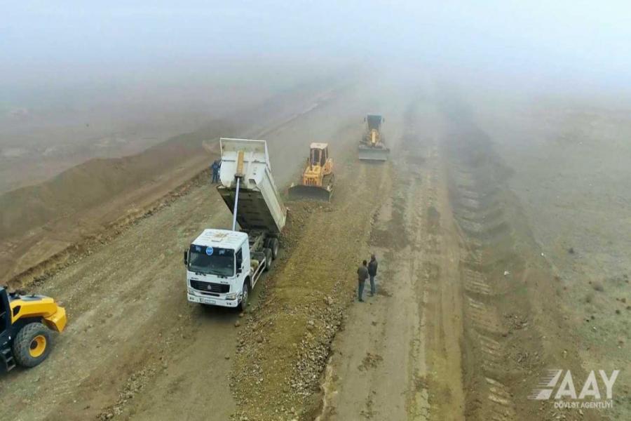 Talış-Qaşaltıya gedən avtomobil yolunun inşası davam etdirilir - Foto
