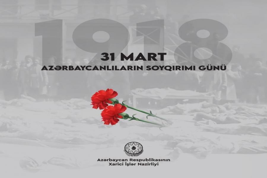 Ceyhun Bayramov 31 mart soyqırımı günü ilə bağlı paylaşım edib