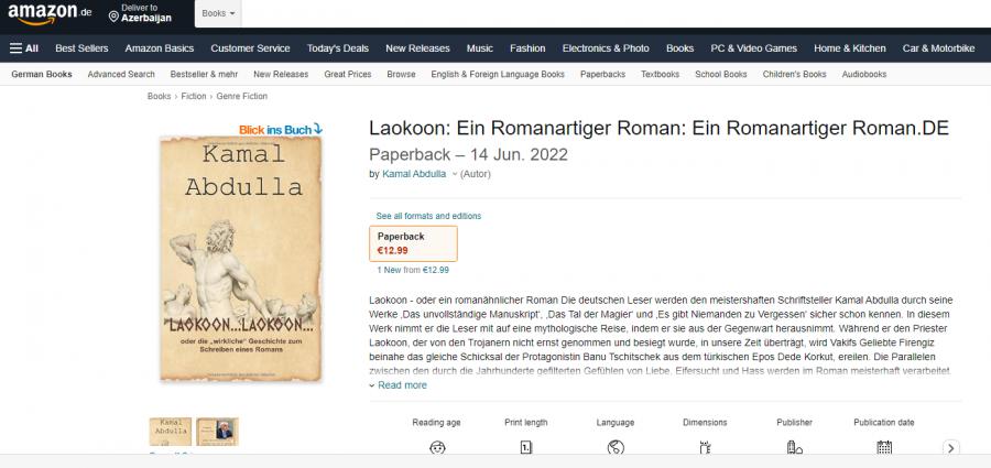 Kamal Abdullanın "Laokoon… Laokoon" romanı Almaniyada nəşr edilib