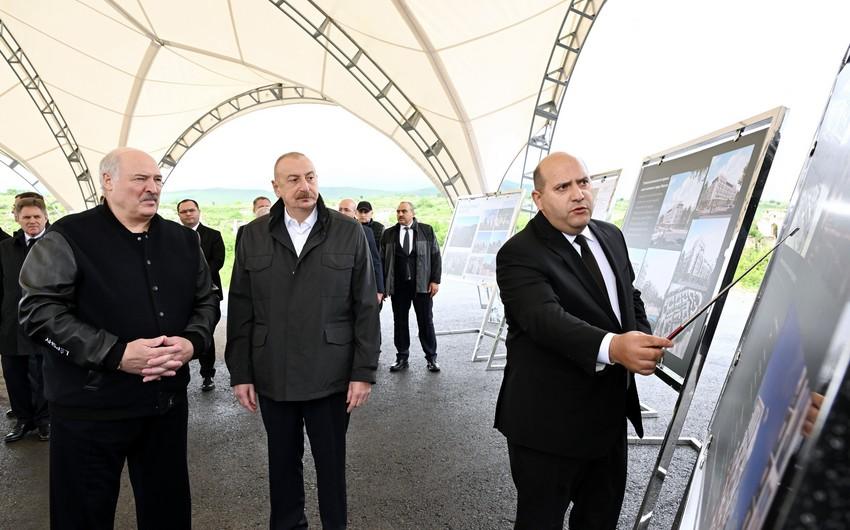 Azərbaycan və Belarus prezidentləri Füzuli şəhərinin dağıdılmış yerlərinə baxıb və şəhərin Baş planı ilə tanış olublar  -  YENİLƏNİB-1