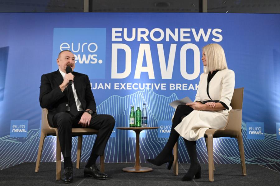 Prezident İlham Əliyev Davosda “Euronews” televiziyasına müsahibə verib