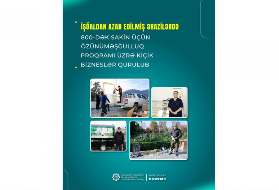 İşğaldan azad edilmiş ərazilərdə 800-dək sakin üçün kiçik bizneslər yaradılıb