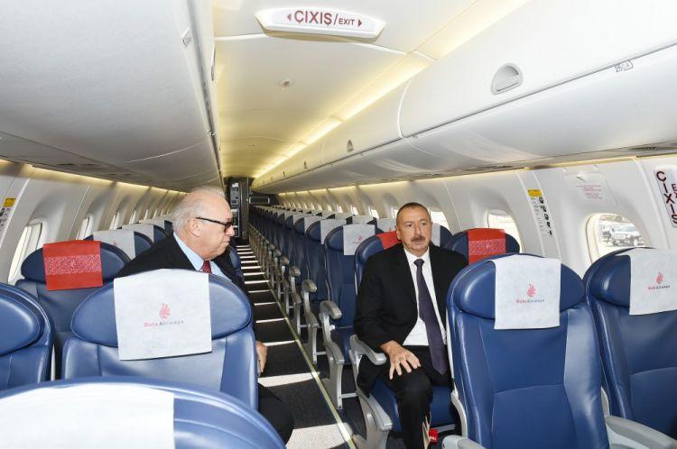 <b style="color:red">Prezident “Buta Airways”in Bakıya gətirilən ilk təyyarəsi ilə tanış oldu</b>