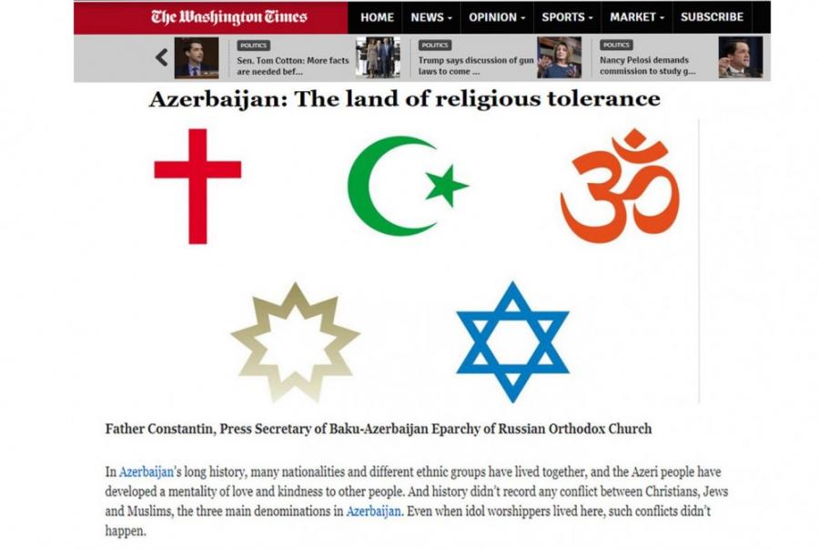 "The Washington Times": “Azərbaycan - dini tolerantlıq diyarı”<b style="color:red"></b>