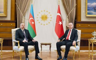 İlham Əliyevdən Ərdoğana: "Sizin rəhbərliyinizlə Türkiyə dünyanın ən qüdrətli dövlətlərindən birinə çevrilib"