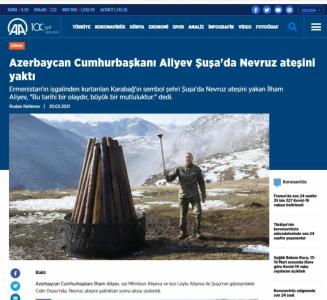 Türkiyə mediası: "İlham Əliyev Şuşada Novruz tonqalını alovlandırdı"