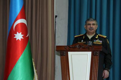 Zakir Həsənov Ali Hərbi Məktəbin şəxsi heyəti ilə görüşüb - Foto/Video