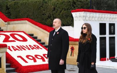 Prezident Şəhidlər xiyabanını ziyarət edib
