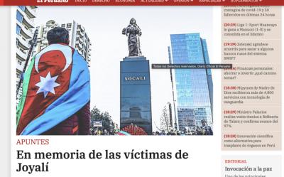 Peru rəsmi dövlət qəzetində Xocalı ilə əlaqədar məqalə dərc edilib