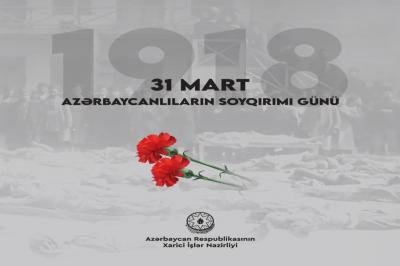Ceyhun Bayramov 31 mart soyqırımı günü ilə bağlı paylaşım edib