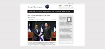 ABŞ mətbuatında Azərbaycanın Türkiyə-İsrail münasibətlərindəki rolundan bəhs edilib
