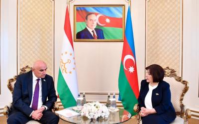 Sahibə Qafarova Tacikistan Ali Məclisinin Nümayəndələr Palatasının sədri ilə görüşüb