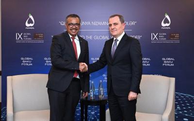 Ceyhun Bayramov ÜST-ün baş direktoru Tedros Qebreyesus ilə görüşüb