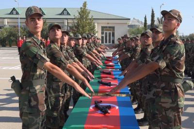 Mülki müdafiə qoşunlarında andiçmə mərasimi keçirilib - Foto