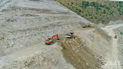 Qubadlı-Eyvazlı avtomobil yolunda tikinti işləri davam etdirilir -  Fotolar
