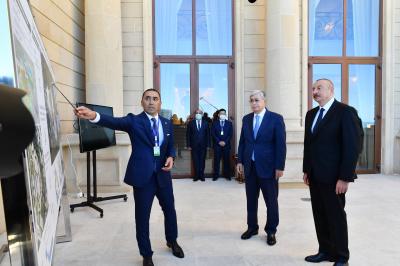 Azərbaycan və Qazaxıstan prezidentləri Füzulidə Kurmanqazı adına Yaradıcılığın İnkişafı Mərkəzinin layihəsi ilə tanış olublar