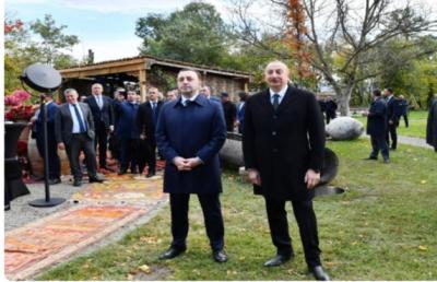 Prezident İlham Əliyevin və İrakli Qaribaşvilinin Mçxetada birgə işçi naharı olub